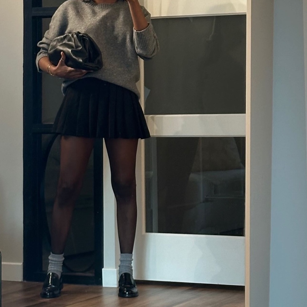 Black Pleated Mini Skirt